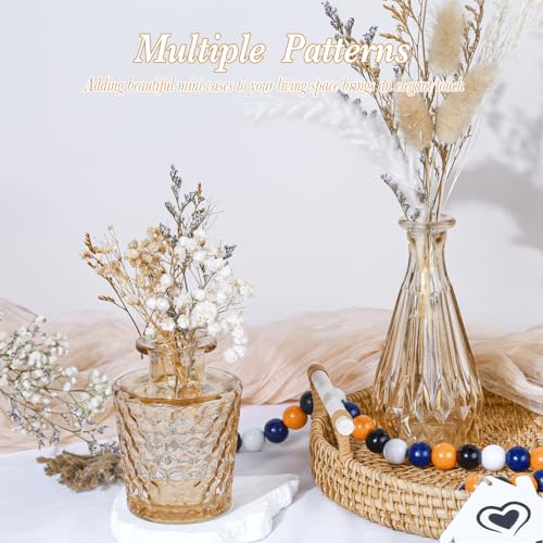 UPBUD Amber Glass Bud Vases Set of 5, Gold Flower Vase for Centerpieces, Small Clear Vases in Bulk for Wedding Decorations, Vintage Vase for Table, Recepetion, Home Décor - color: Standard-gold Amber, size: 5pcs