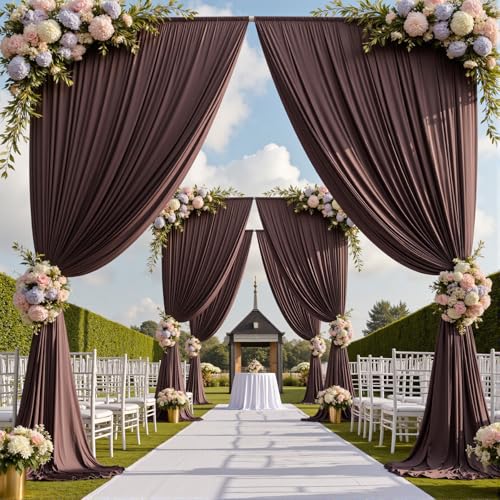 20ftx12ft Brown Backdrop Curtains for Parties, Wrinkle Free Polyester Brown Photo Backdrop Drapes 4 Panels 12 ft Long Back Drop Cloth for Wedding Birthday Photography Background Party - color: Brown, size: 5ft(W)x12ft(H)_4 Panels