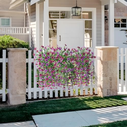 Homsunny Artificial Faux Hanging Flowers Plants for Outdoor Summer Decoration, 2 PCS Fake Silk Flowers for Outside Daisy Planter UV Resistant Look Real for Patio Porch Home Decor(Mix Purple) - color: Mix Purple