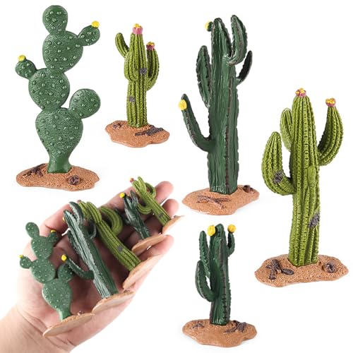 EOIVSH Desert Animal Figurines Set with Model Cactus - Artificial Greenery Plant Fake Cacti - Desert Diorama Project - Great for Sand Table Landscape Scene Accessories Decoration - style: Cacti