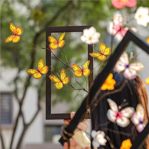 Artificial Butterfly Branche,Simulation Branch Stems with Fake Butterfly Floral Arrangement for Vase Filling Home Office Party Decoration (Yellow) - color: Yellow
