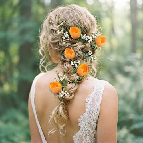 20pcs Artificial Tulips Flowers Sunset Faux Tulips Fake Flowers for Easter Valentine's Day Spring Bouquet Floral Arrangement Home Party Table Centerpieces Decor (Sunset) - color: Sunset