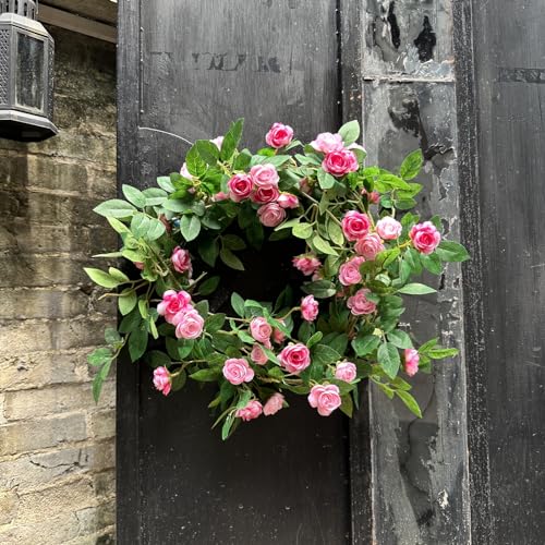 6FT Bendable Pink Rose Flower Garland, Artificial Silk Wild Roses Vine Leaves Hanging Flowers for Wall Fireplace Fence Trellis Wedding Baby Shower Room Home Spring Summer Decor(1PC) - color: Pink, size: 1