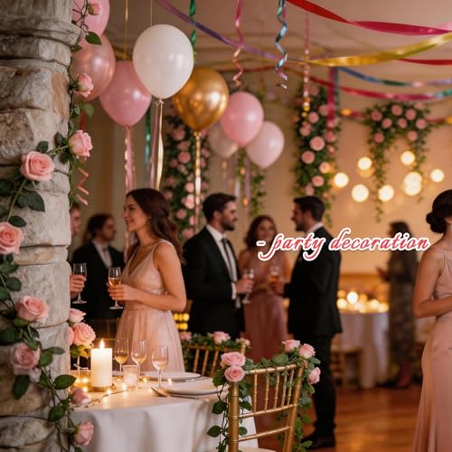 Felice Arts 2 Pack Pink Artificial Flower Garland, Each 6.5FT Fake Rose Vines, Hanging Floral Rose Garland for Wedding Baby Shower Swing Table Home Party Decor - color: Pink