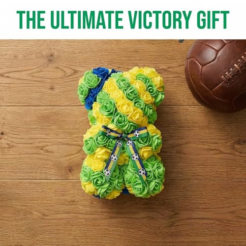 Brazil LED Artificial Rose Flower Bear, Valentine's Mother's Day, Christmas, Birthday,Thanksgiving Party Anniversary Girl Friend Wife Light Strips and Greeting Cards(BR) - color: Br