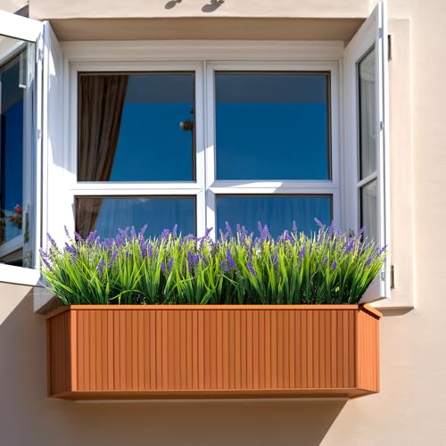 Ammyoo Artificial Faux Plants Flowers for Outdoor Decorations, Fake Monkey Grass for Outside Porch Patio, No Fade Realistic Greenery Plant, UV Resistant Artificial Shrubs for Courtyard Window Garden - color: Purple, size: 12 Pcs