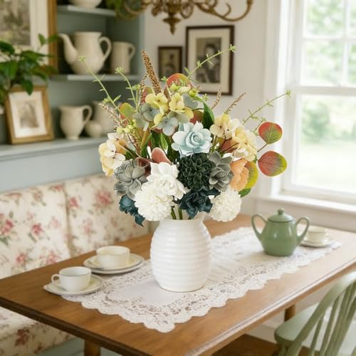 Bibelot Artificial Spring Floral Picks 6 Pcs, Spring Flower Stems 18 Inch with Dahlia, Orchid, Gardenia for Home Decor, Wedding, Seasonal Centerpieces - color: Stems