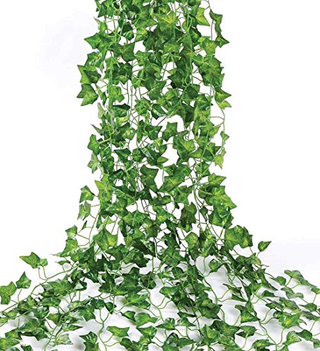168 Feet Artificial Ivy Leaf Plants Fake Vine Hanging Garland Greenery Foliage for Home Kitchen Garden Office Wedding Wall Decor (Ivy/24 Strands) - color: Ivy/24 Strands