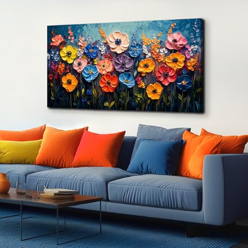 Flower Painting Wall Decor for Bedroom Teen Girl Colorful Paintings for Wall Floral Wall Art for Office Women 24 x 48 Inch - color: Colorful, size: 48"L x 24"W