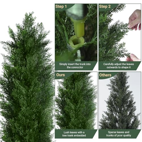 3FT Artificial Topiary Cedar Trees with Pot, Fake Cedar Christmas Tree for Indoor Outdoor Holiday Décor, UV Resistant Faux Evergreen Plant for Porch, Garden, Office, Home Festive Decoration,2Pack