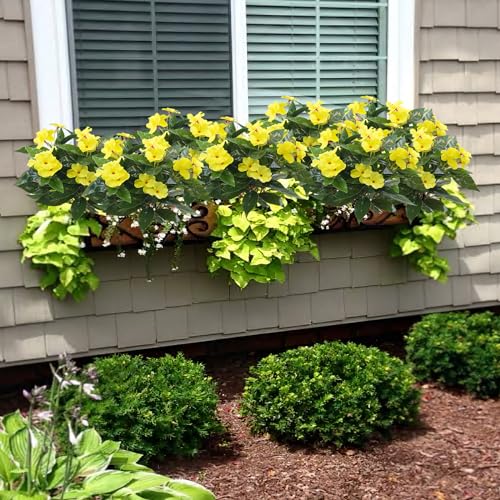 2 Pcs Artificial Impatiens Flowers for Outdoors Faux Impatiens Bushes Yellow Silk Flowers Greenery Artificial Impatiens Bouquet for Patio Lawn Garden Pot Hanging Basket Porch Decoration - color: Yellow