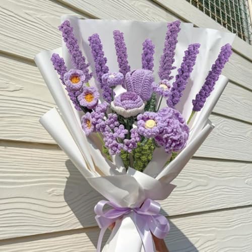 8 Pcs Crochet Flowers Bulk Lavender Crochet Flower Gifts Purple Handmade Crocheted Flowers Bouquet DIY Home Decor for Mother's Day Birthday Wedding Women Moms Wives Friends - color: Lavender-purple