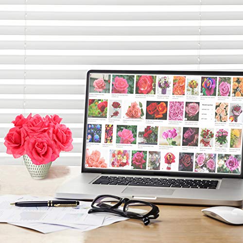 Larksilk Roses Silk Flowers, Real Touch Bulk 50 Pack | Real-touch silk roses, bulk faux rose heads with stems; artificial flowers for wedding, bridal bouquet & centerpiece - color: Beauty