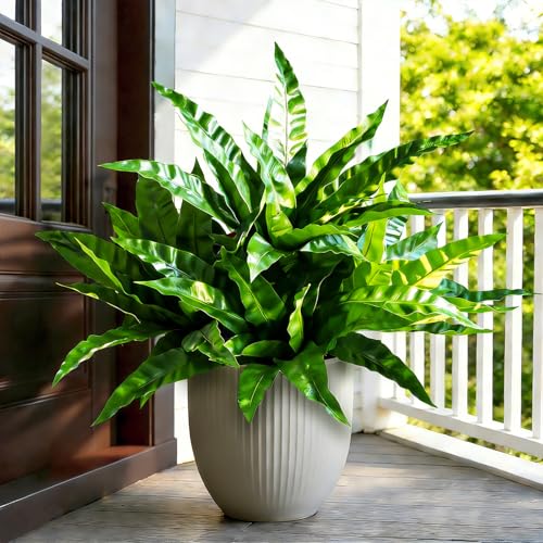 Fake Ferns,Faux Outdoor Plants UV Resistant,3D Real Touch Fake Plants Total 60 Blades,Weatherproof Artificial Plants Outdoor Indoor for Garden Porch Home Office Living Room Decor - color: New Pteris Fern, size: 4Pcs