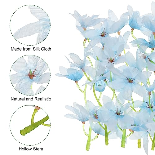 PATIKIL 7 Inch Artificial Orchid Flower, 24 Pcs Floating Candles Simulation Flower Cylinder Vase Fillers for Home Wedding Decoration, Blue - color: Blue