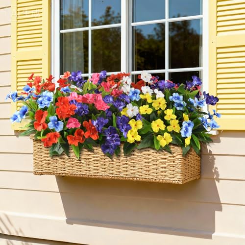 Hommyea Artificial Fake Flowers for Outdoor, 6 Bundles UV Resistant Faux Plants Decoration Silk Flowers No Fade Plastic Flowers for Outside Planters Home Porch Patio Yard Garden Decor - color: Mixed Color