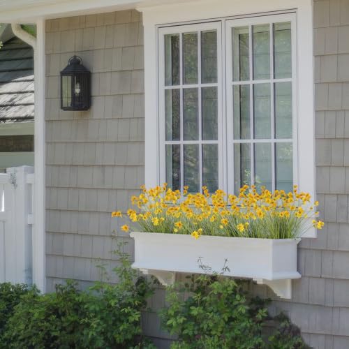 4 Pcs Artificial Plants Onion Grass Outdoor 37" Fake Tall Grass with Daisy Wildflowers Yellow Artificial Wheat Grass Faux Shrubs Bush Greenery Stems for Indoor Garden Outside Office Home Decor - color: 4 Pcs-yellow Flowers