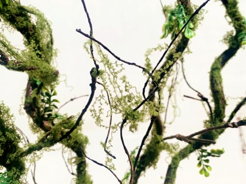 43 inches Moss Twig Vines Artificial Trees Branches Jungle Climber Fake Greenery Twigs Trunk with Greenery for Home Decor Garden Landscape Hanging Reptile Habitat Decor (Green - Pack of 4) - color: Green - Pack of 4