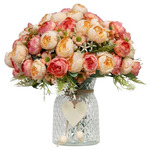 DuHouse 6 Packs Peonies Artificial Flowers,Silk Peonies Bouquet for Garden Wedding Centerpiece Party Home Decor(Champagne-Pink) - color: Champagne-pink