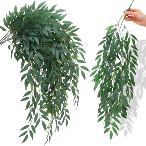 Giegxin 5 Pcs Artificial Greenery Stems, 42.52 Inch Fake Plants Branches Faux Greenery Real to Touch Stems for Home Bathroom Office Farmhouse Wedding Centerpiece Decor(Willow Vines)