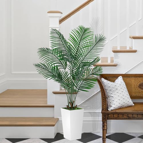 VIVATREES Palm Tree 5FT Artificial, 60in Tall Faux Palm Tree with 15.7 White Planter, Fake Potted Tree for Indoor & Outdoor Home Office Decor - style: 5ft-white