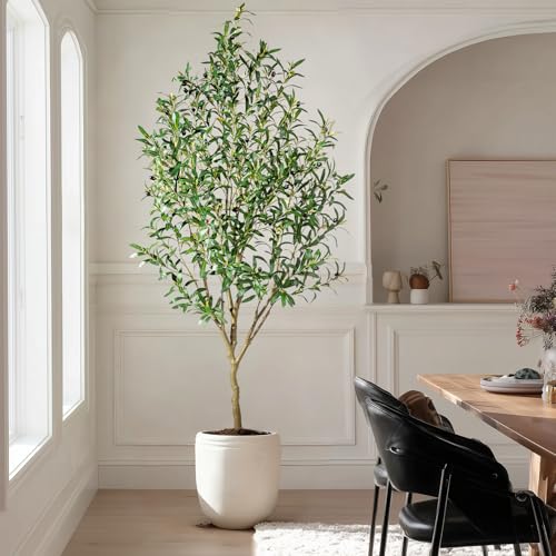 Big Artificial Olive Tree Large Faux Trees Indoor Outdoor Realistic Floor Plant Tall Fake Plants for House Modern Home Living Room Bedroom Office Front Porch Decor Outside Patio para decoracion - size: 6ft