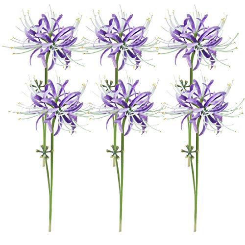 6 Stems 26.38 Inch Artificial Lycoris Radiata Spider Lily Flowers for Home Garden Decoration (Purple) - color: Purple