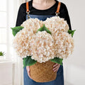 JINWOE 5Pcs Silk Hydrangea Artificial Flowers, 20Inch Light Coffee Boho Large Lifelike Flowers, Porch Halloween Artificial Hydrangeas for Bouquet Table Centerpieces Floral Arrangements Home Wedding - color: Light Coffee