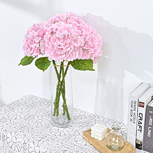 Waipfaru 21" Real Touch Hydrangea Artificial Flowers with Long Stem & Leaves, Full Latex Faux Hydrangea Flowers for Home Decor Party Floral Arrangements Wedding Bouquets Centerpieces(Pink, 3Pcs) - color: Pink, size: 3pcs