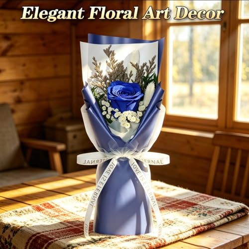 Preserved Flowers for Delivery,Blue Rose Bouquet Gift for Women and Mom,Preserved Flowers Bouquet,Birthday Flowers Gifts for Her Grandma Wife Friends,Roses Gift Valentine’s Day Mothers Day Anniversary - color: Blue-bouquet