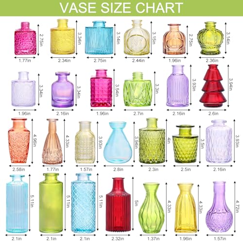 36 Pack Colorful Glass Bud Vase Set, Small Colored Vintage Vases for Centerpieces, Decorative Flower Vases for Wedding Home Table Decor - color: Colorful, size: 36pcs