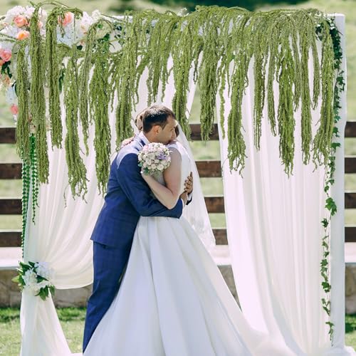 Suncalla 12 Pcs Bright Green Spring Natural Dried Amaranthus Hanging Flowers Amaranthus Artificial Flowers for Wedding Arch Bouquet Floral Garland Wall Home Decoration (23 Inch) - color: Bright Green