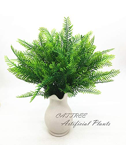 CATTREE Artificial Shrubs, Plastic Plants Bamboo Grass Fake Green Bushes Greenery Leaves Wedding Indoor Outdoor Home Garden Verandah Office Table Centerpieces Arrangements Decoration 6 pcs - color: Bamboo Grass-6pcs