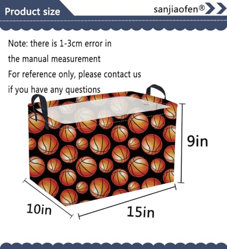 Rectangular Basketball Basket,Easter Basket.Cute Baskets for Room Decor, Kids Baskets with Handles.Books Bins,Gifts Box. (Balck basketball) - color: Balck basketball