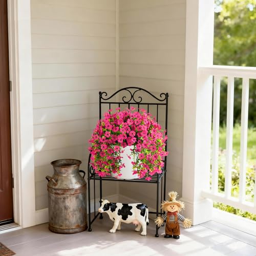 Artificial Faux Flowers Plants for Outdoor Spring Summer Decoration, 2PCS Fake Silk Daisy Flowers No Fade UV Resistant Realistic for Outside Home Planter Porch Patio Balcony Yard Decor (Rose Red) - color: Rose Red