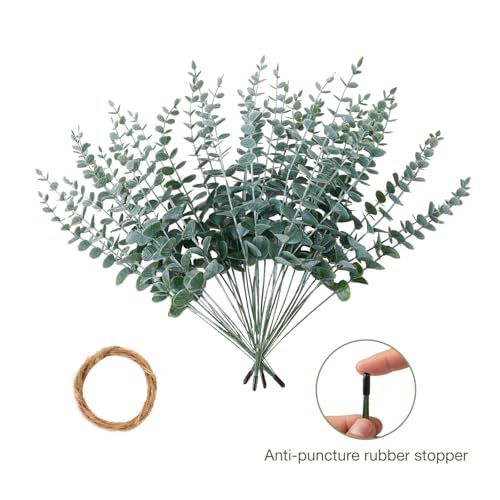 40pcs Eucalyptus Stems Artificial Eucalyptus Leaves Stems,Fake Eucalyptus Plants Real Touch Faux Flower for Home Office Flowers Bouquet Centerpiece Wedding Decoration Spring Farmhouse Home Decoration