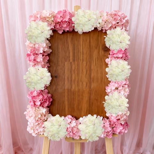 WEISPARK 100PCS Artificial Hydrangea Flowers, Fake Flowers Silk Hydrangea Full Flowers Heads with Stems for Wedding Home Party Shop Baby Shower Decor (Ivory Pink) - color: Ivory Pink
