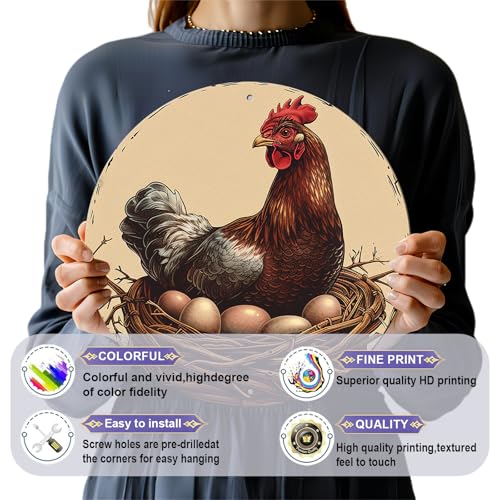 Chicken Coop Hen Vintage Metal Tin Sign Chicken Wreath Wall Decor Kitchen Farmhouse Outdoor Chicken Decor For Chicken Lovers Chicken House Decor 12 Inch - color: Thanksgiving 1, size: 12 inches