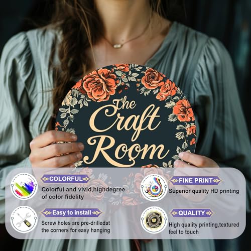 Vintage Round Metal Sign - Craft Room Wall Art - Rustic Wreath Decor - 8 Inch - color: Thanksgiving 13, size: 8 inches