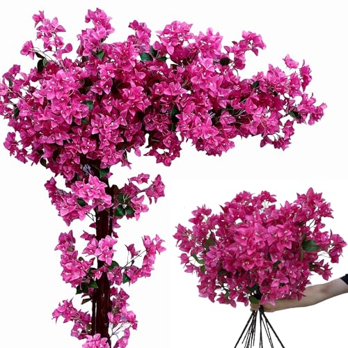 Pack of 16 - Artificial Bougainvillea Flower Stems Silk Bougainvillea Long Branches Full Blossoms for Home Wedding Table Centerpiece Shower Event Backdrop Indoor Outdoor Decorations (Violet) - color: Violet