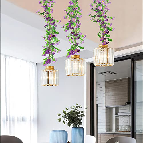 CISDUEO Silk Daisy Flower Garland - Purple Artificial Flower Vine, Hanging Ivy Garland for Wall, Party, Wedding Arch, Floral Decor, Home Indoor/Outdoor Ceremony - color: Purple