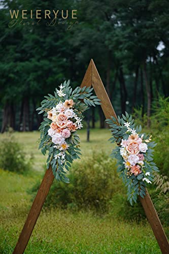 Artificial Wedding Arch Flowers Kit(Pack of 2) for Wedding Arch, Bridal Shower, Ceremony and Reception Backdrop Decoration (Coral Pink) - color: Coral Pink