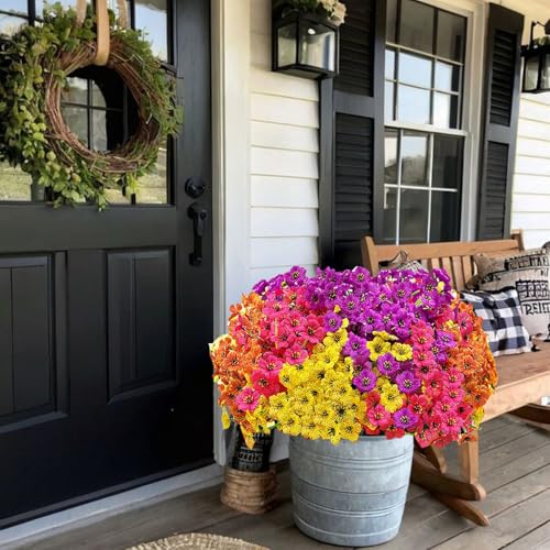 20 Bundles Artificial Flowers for Outdoors,No Fade Fake Silk Flowers with Plastic Plants ,Faux realistic flowers uv resistantfor For Patio Window box Porch Garden Wedding Farmhouse Decor(Mixed Color) - color: Mix Color Colorful Mixcolors Multi-coloured Mu
