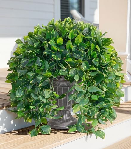 Faux Outdoor Plants Fake Hanging Plants for Outdoors Outside Decorations, 2 Pcs Green Faux Pothos Plant Vines Realistic UV Resistant Artificial Greenery for Planters Porch Garden Yard Front Door Patio - color: Pothos Vine-green
