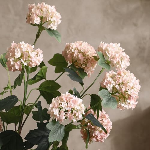 4 Pcs 33" Tall Artificial Snowball Hydrangea Flowers, Silk Hydrangeas with 20 Heads Long Stem for Tall Vase Decor, Wedding Table Centerpiece, Outdoor Living Room Arrangement(White Pink) - color: White Pink