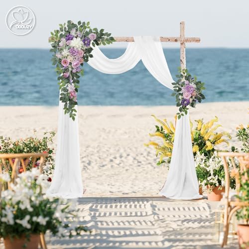Odouzy Wedding Arch Flowers,Artificial Flower Arch Decor,2pcs Artificial Flower Arrangement for Wedding Decor Reception Backdrop Floral Decorations (Light Purple) - color: Light Purple