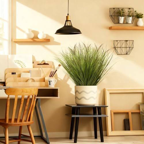 20pcs Artificial Grass Plants, 20.5 inch Faux PVC Onion Grass Wheat Stems for Indoor Outdoor House Garden Office Decoration（Green Red Tail）