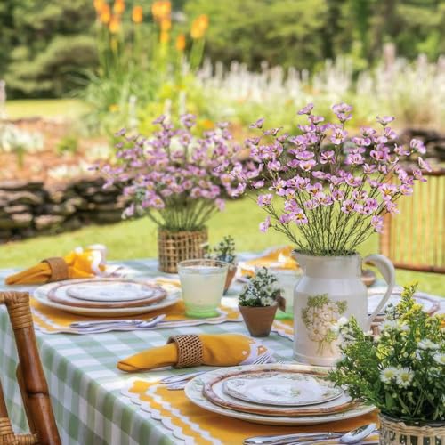 CITYES 10 Pcs Artificial Wildflowers Fake Flower Stems 21" Silk Spring Flowers Forsythia Light Purple Faux Wildflowers Floral Stems for Flower Arrangements Home Decor Indoor Outdoor Centerpieces - color: Light Purple
