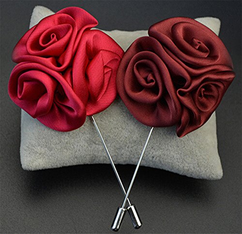 Flairs New York Gentleman's Essentials Premium Handmade Flower Lapel Pin Boutonniere - color: Bordeaux Wine [Bouquet]