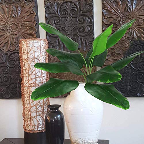 Artificial Banana Tree Plants Imitation Bird of Paradise Plant Faux Tropical Greenery Leaves Bush Fake Large Leaf for Indoor Outdoor Home Kitchen Party Flowers Arrangement Wedding Decorations 2 Pack - color: Banana Tree/ 2 Pcs